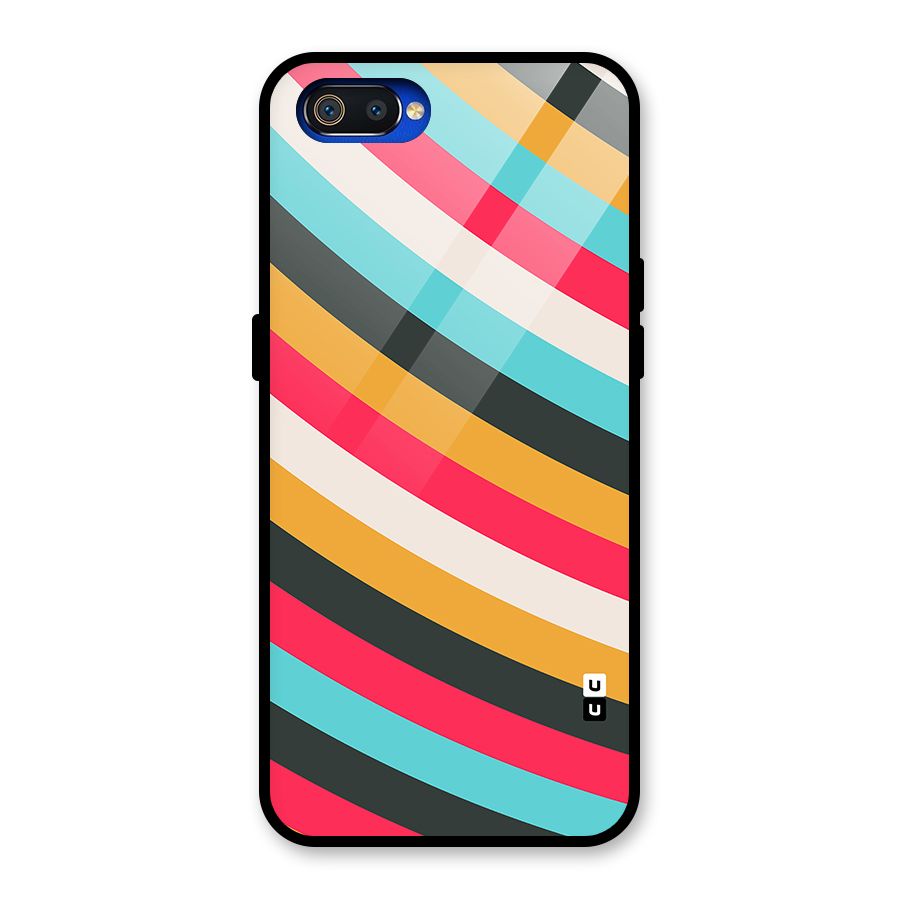 Retro Style Minimal Curves Glass Back Case for Realme C2
