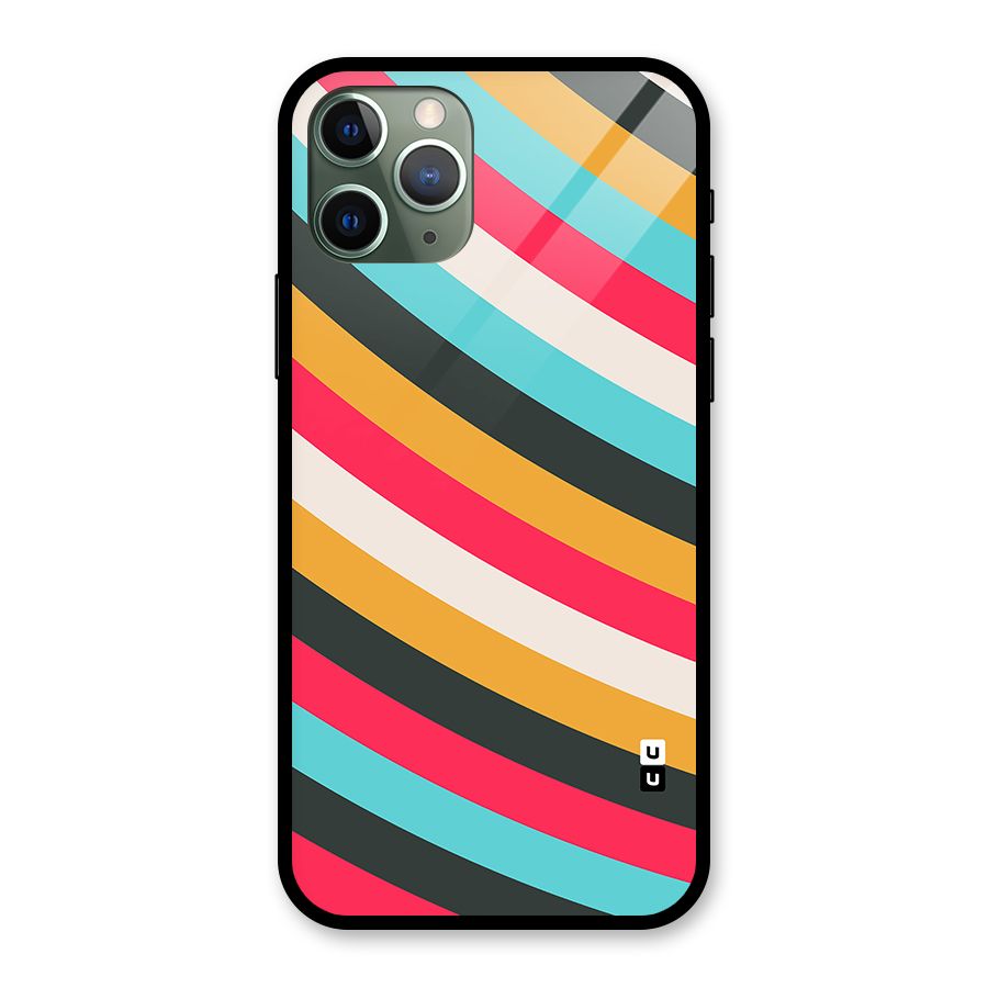 Retro Style Minimal Curves Glass Back Case for iPhone 11 Pro