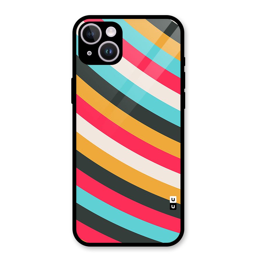 Retro Style Minimal Curves Glass Back Case for iPhone 14 Plus