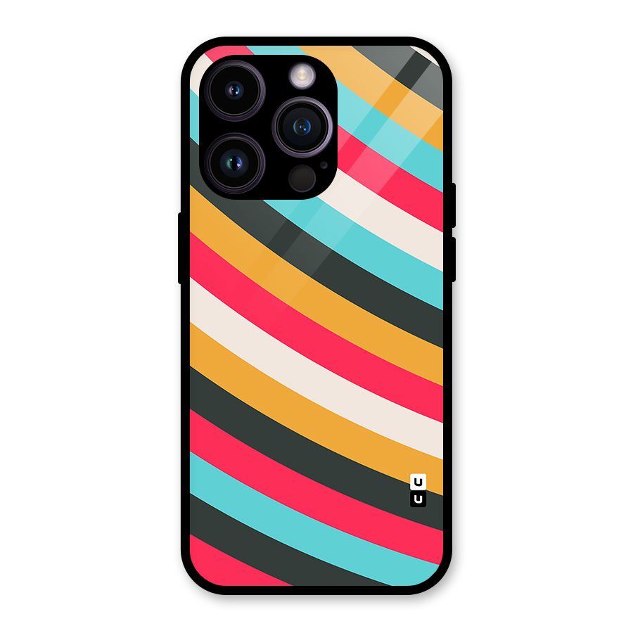 Retro Style Minimal Curves Glass Back Case for iPhone 14 Pro