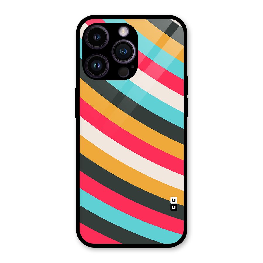 Retro Style Minimal Curves Glass Back Case for iPhone 14 Pro Max
