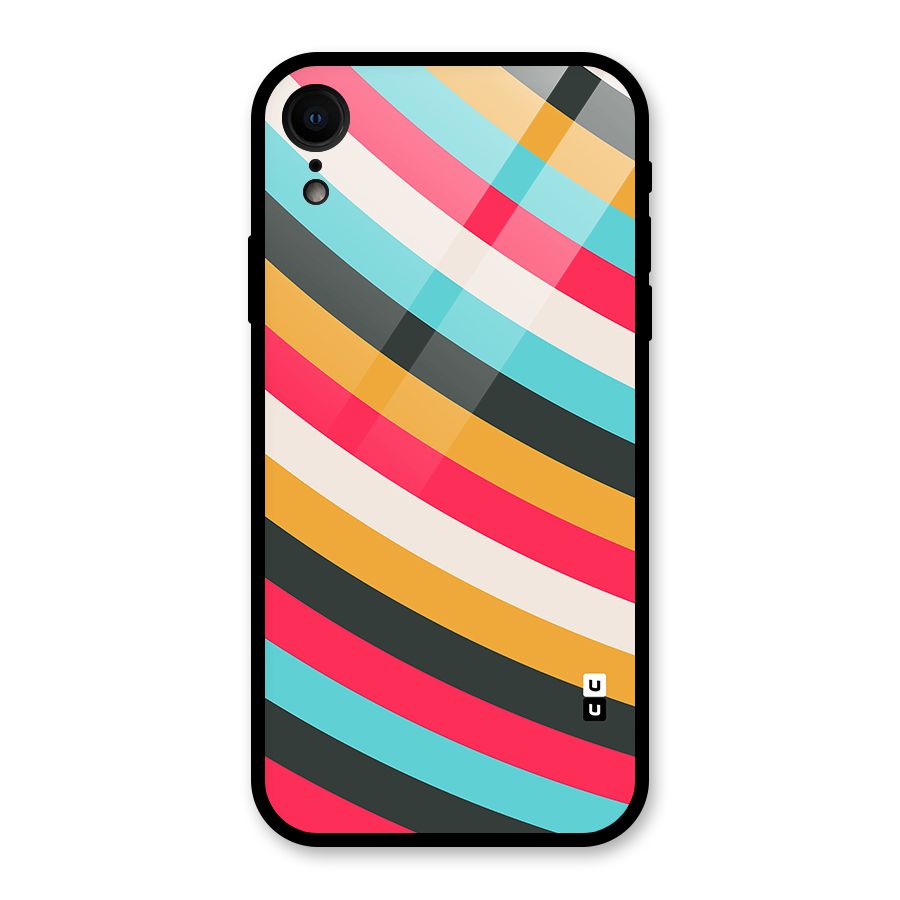 Retro Style Minimal Curves Glass Back Case for iPhone XR