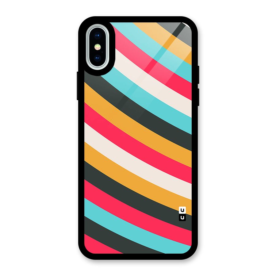 Retro Style Minimal Curves Glass Back Case for iPhone XS