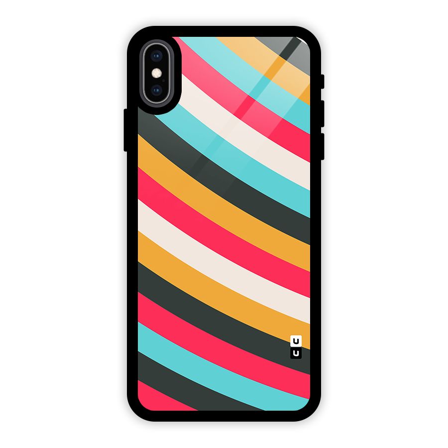 Retro Style Minimal Curves Glass Back Case for iPhone XS Max