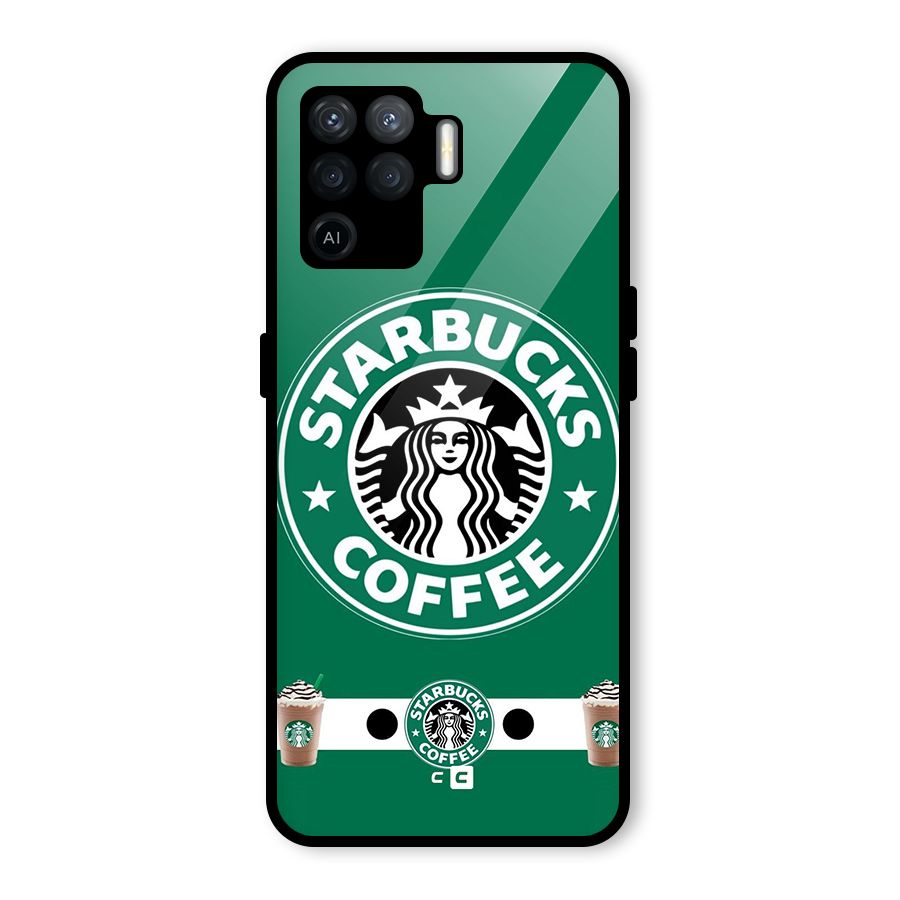 Ribbon StarBucks Glass Back Case for Oppo F19 Pro