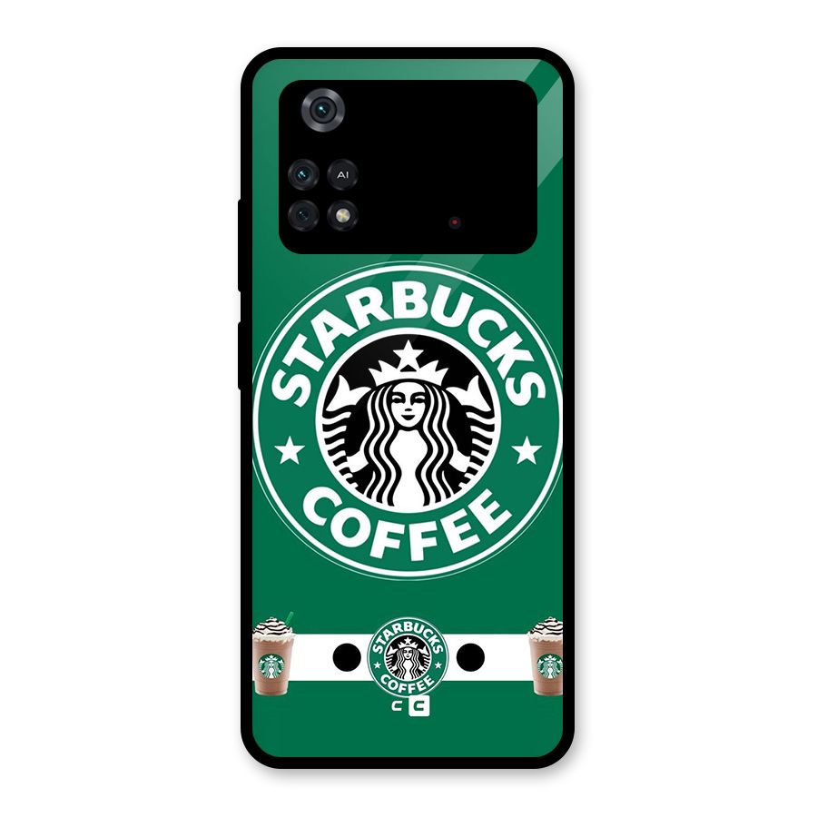 Ribbon StarBucks Glass Back Case for Poco M4 Pro 4G