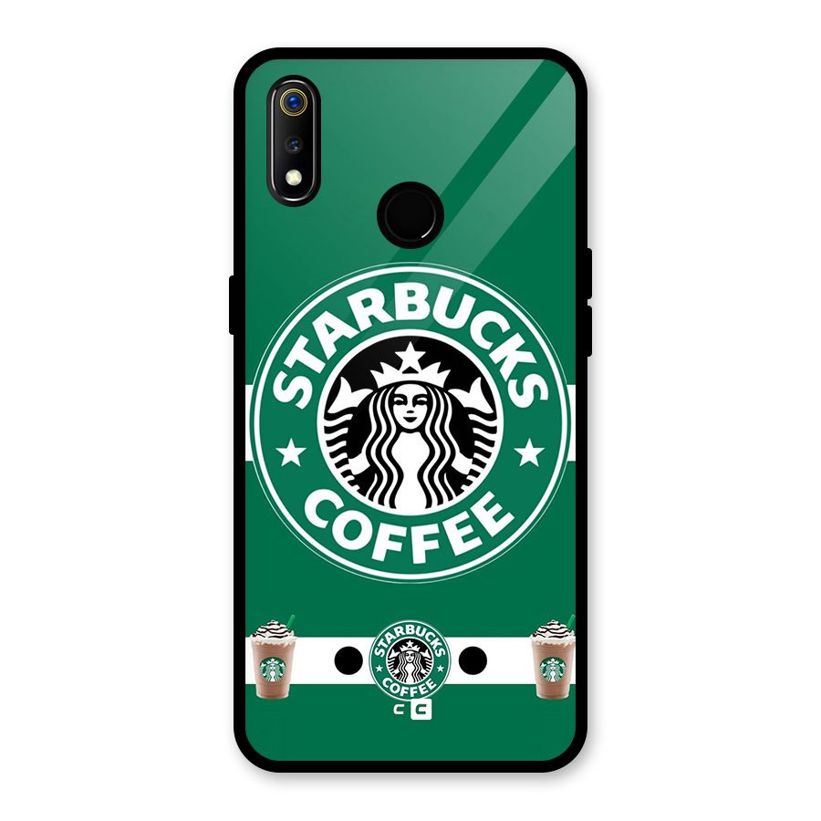 Ribbon StarBucks Glass Back Case for Realme 3i