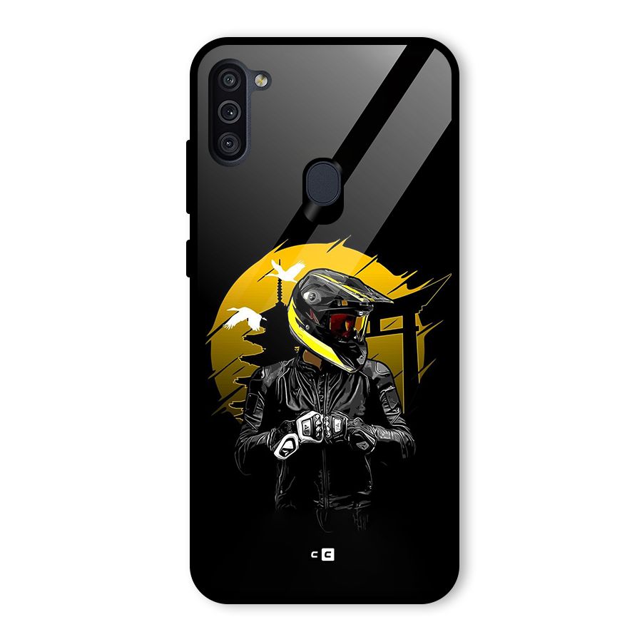 Rider Ready Glass Back Case for Galaxy M11
