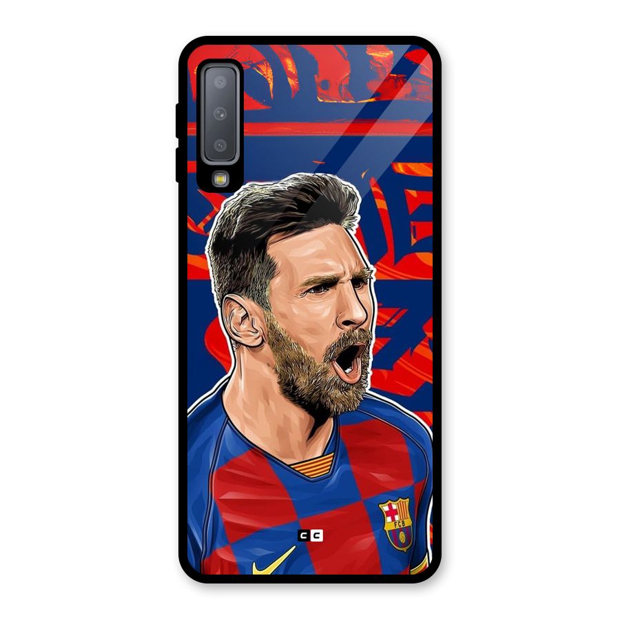 Roaring Soccer Star Glass Back Case for Galaxy A7 (2018)