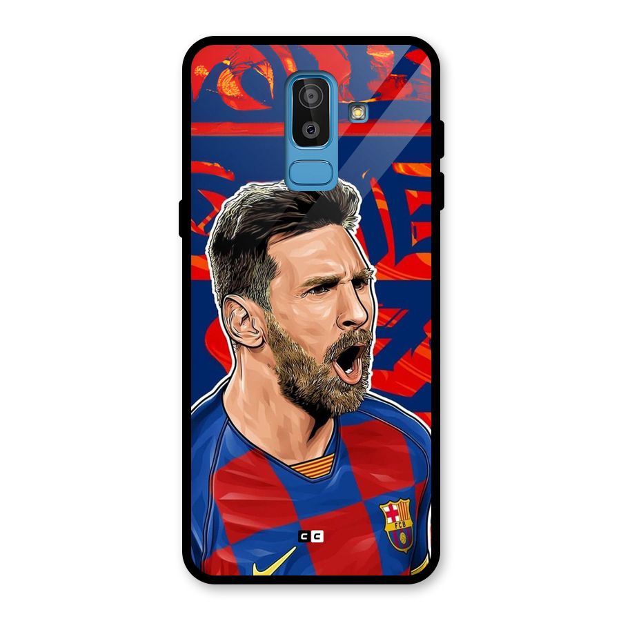 Roaring Soccer Star Glass Back Case for Galaxy J8