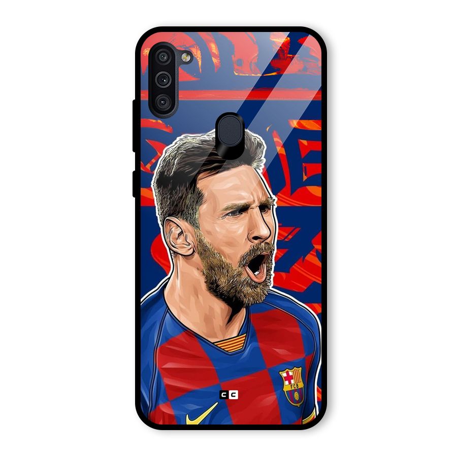 Roaring Soccer Star Glass Back Case for Galaxy M11