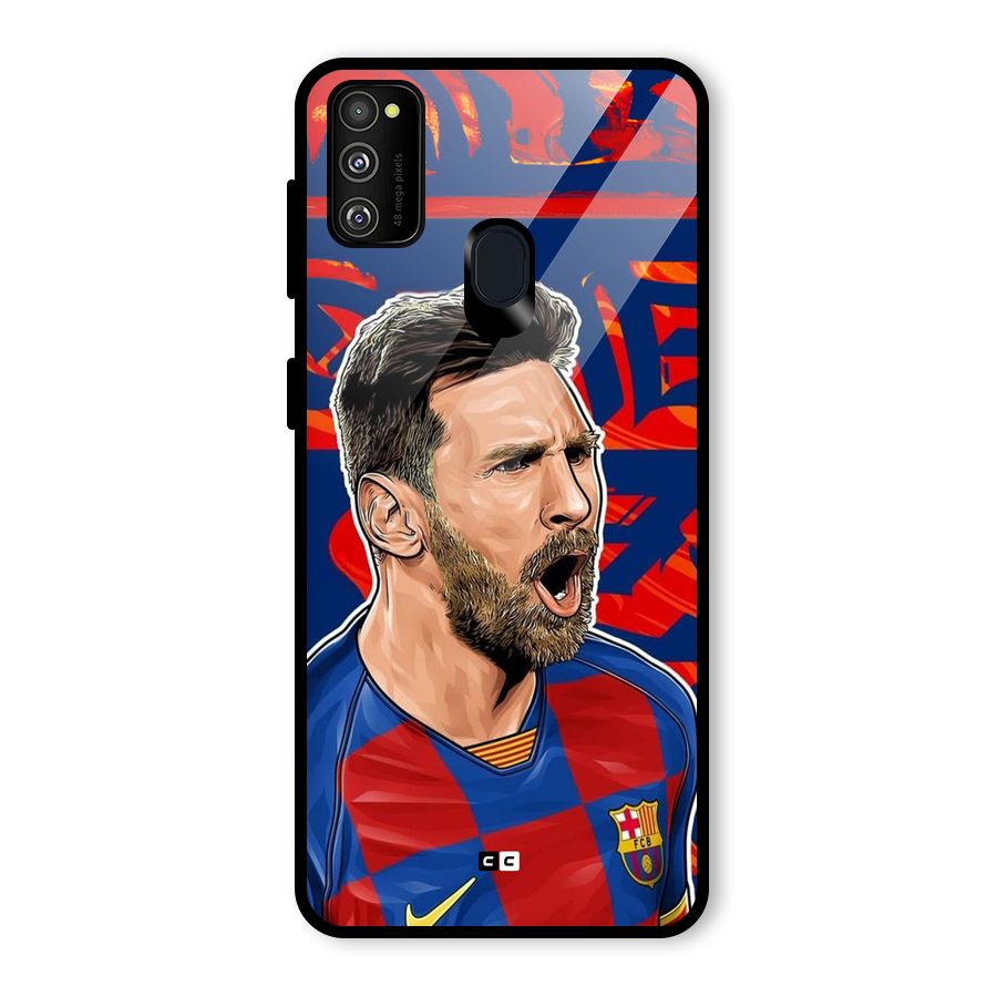 Roaring Soccer Star Glass Back Case for Galaxy M30s