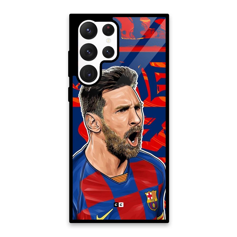 Roaring Soccer Star Glass Back Case for Galaxy S22 Ultra 5G