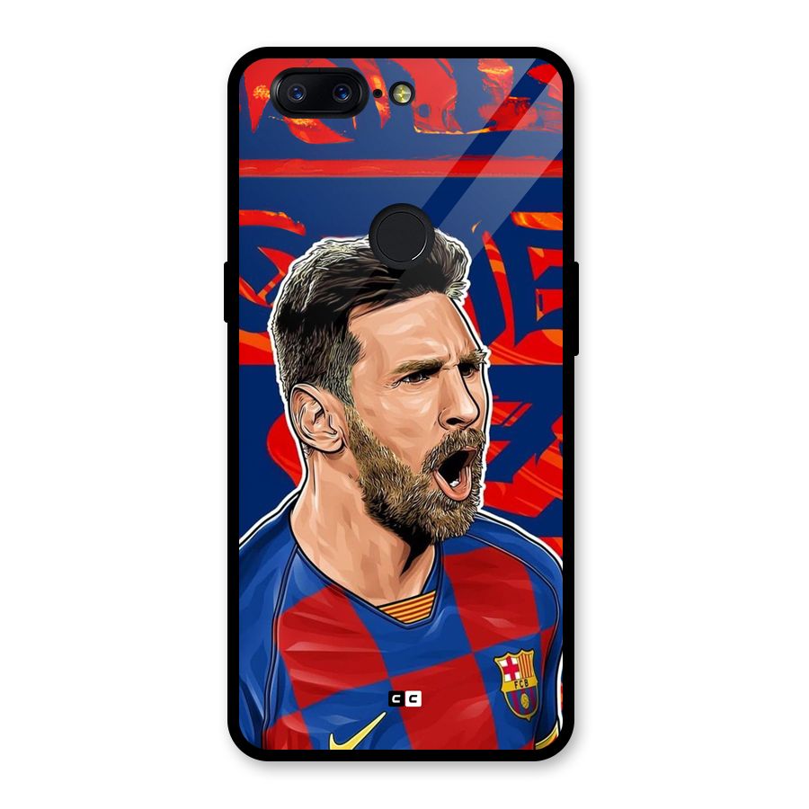 Roaring Soccer Star Glass Back Case for OnePlus 5T