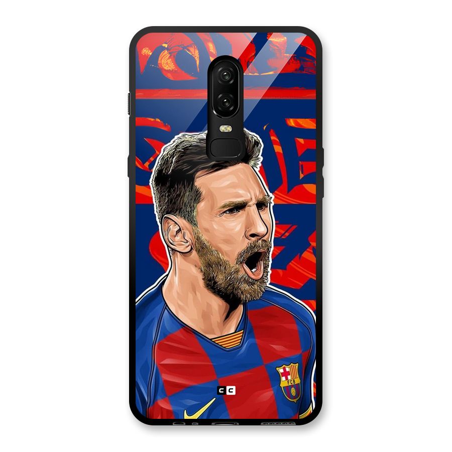 Roaring Soccer Star Glass Back Case for OnePlus 6