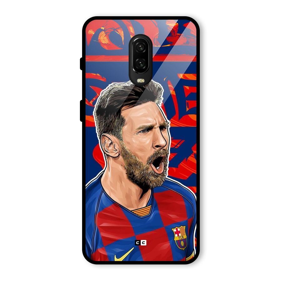 Roaring Soccer Star Glass Back Case for OnePlus 6T