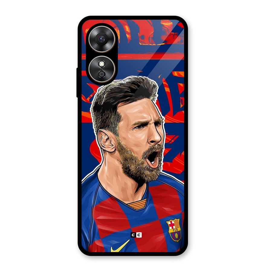 Roaring Soccer Star Glass Back Case for Oppo A17