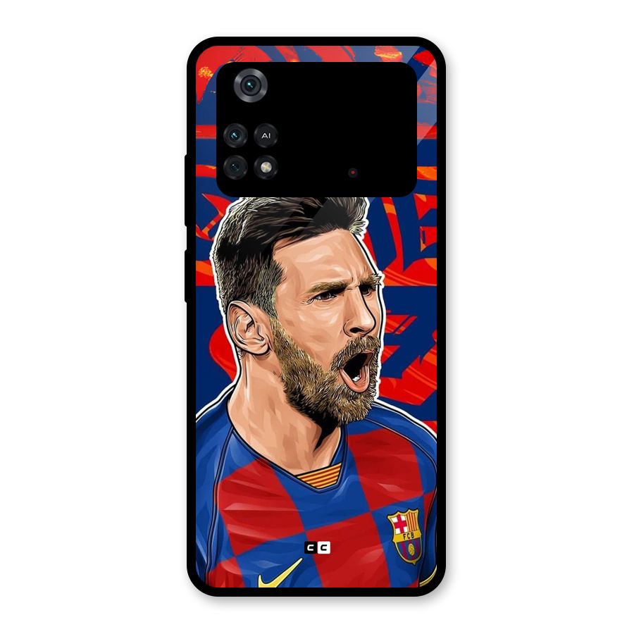 Roaring Soccer Star Glass Back Case for Poco M4 Pro 4G