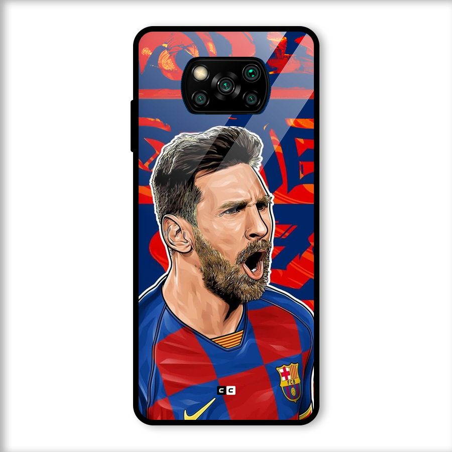 Roaring Soccer Star Glass Back Case for Poco X3