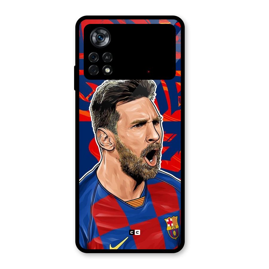 Roaring Soccer Star Glass Back Case for Poco X4 Pro 5G