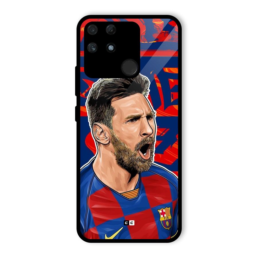 Roaring Soccer Star Glass Back Case for Realme Narzo 50A
