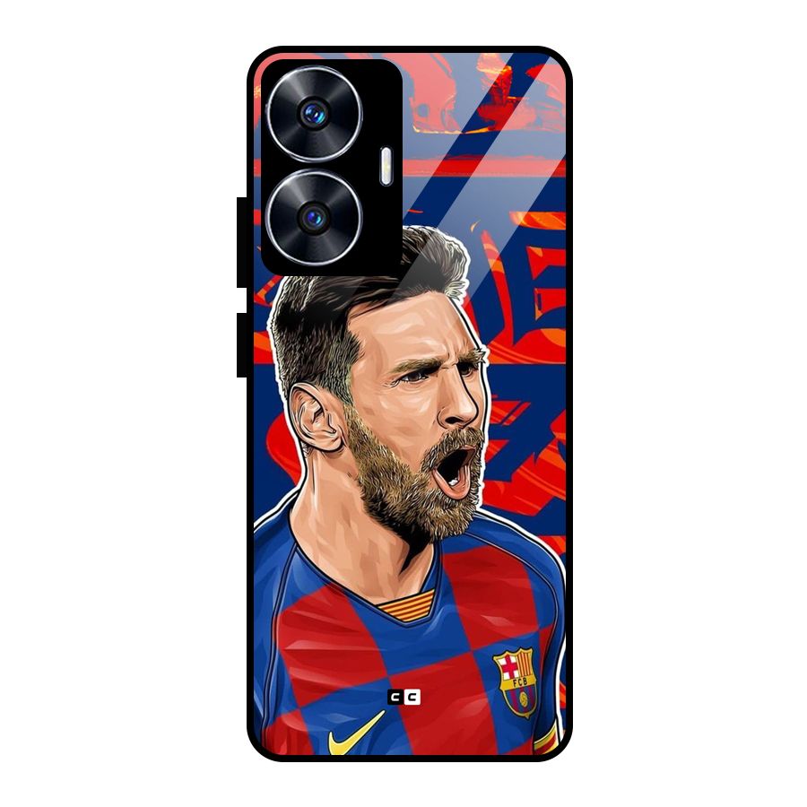 Roaring Soccer Star Glass Back Case for Realme Narzo N55