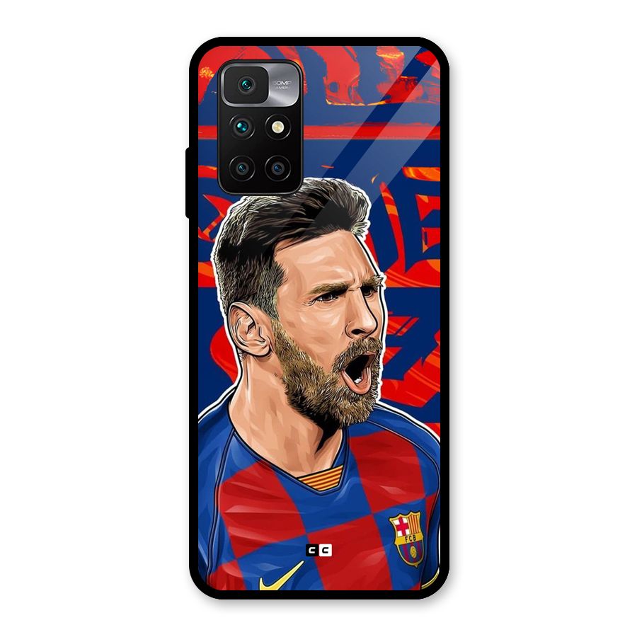 Roaring Soccer Star Glass Back Case for Redmi 10 Prime