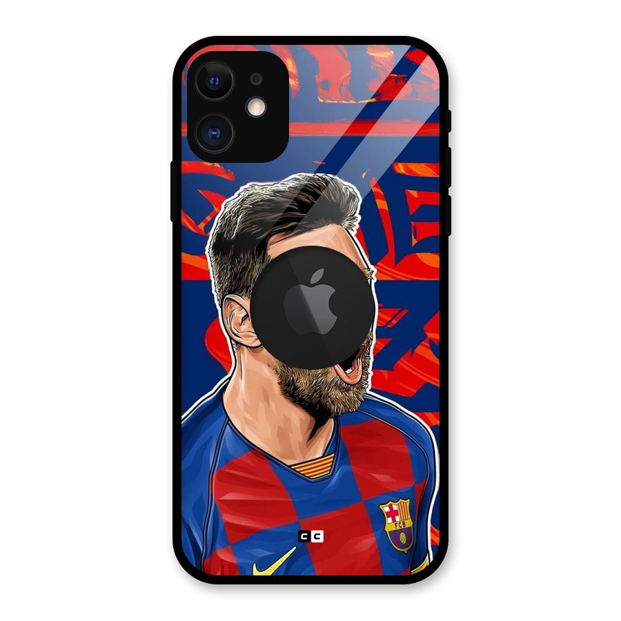 Roaring Soccer Star Glass Back Case for iPhone 11 Logo Cut
