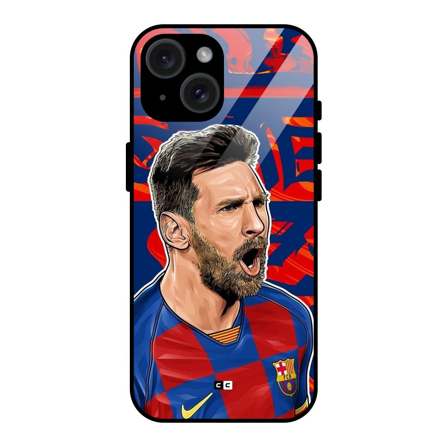 Roaring Soccer Star Glass Back Case for iPhone 15