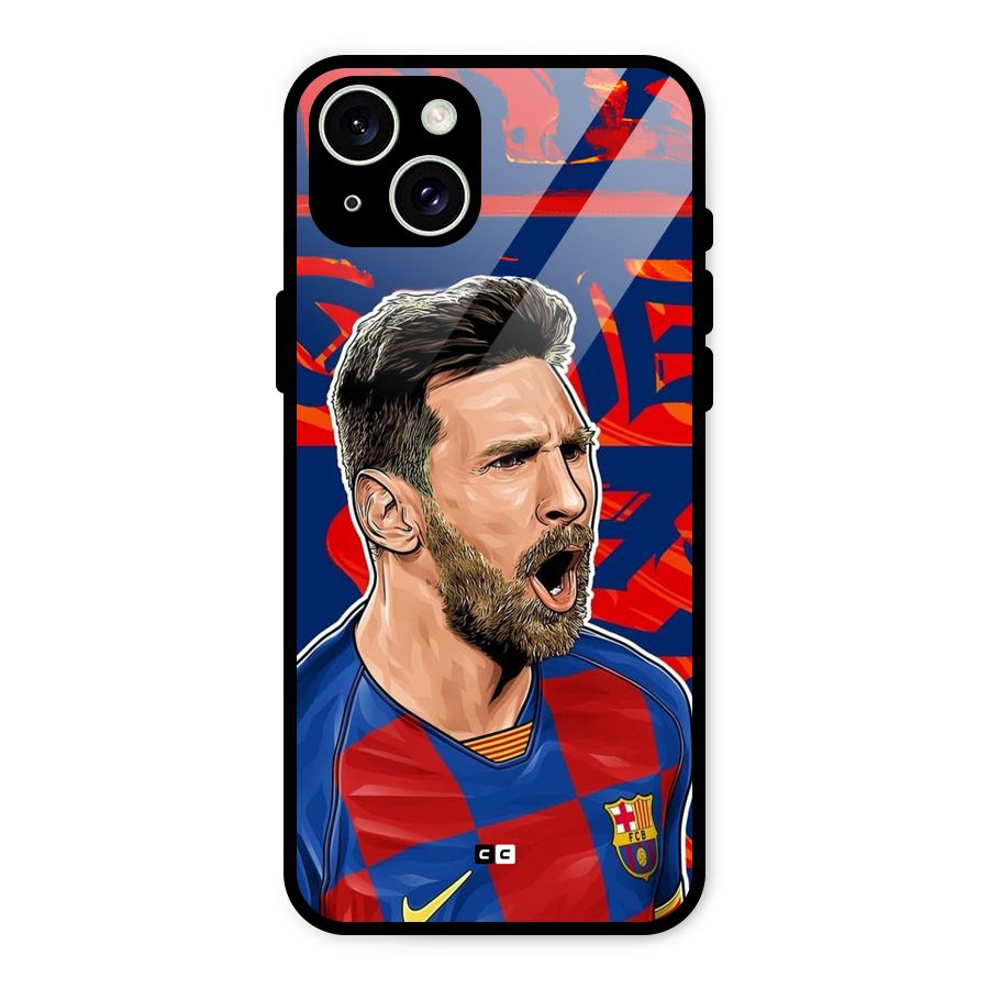 Roaring Soccer Star Glass Back Case for iPhone 15 Plus
