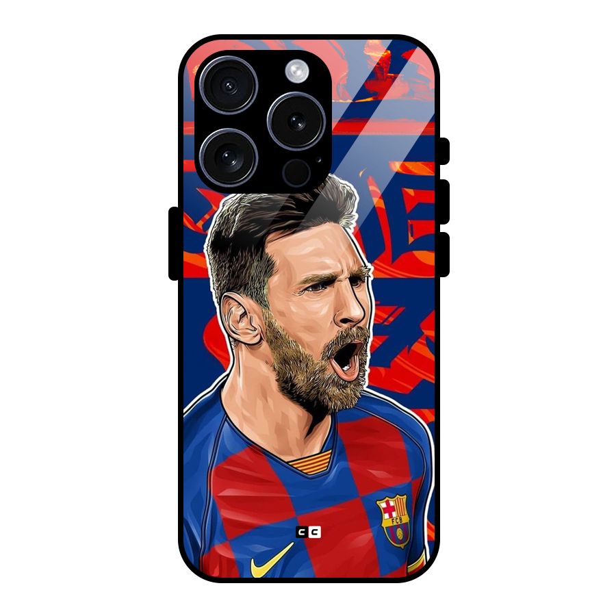 Roaring Soccer Star Glass Back Case for iPhone 15 Pro