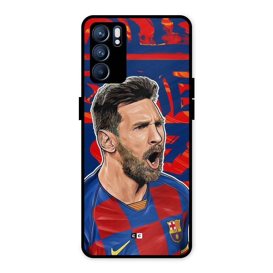 Roaring Soccer Star Metal Back Case for Oppo Reno6 5G