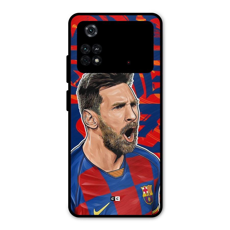 Roaring Soccer Star Metal Back Case for Poco M4 Pro 4G