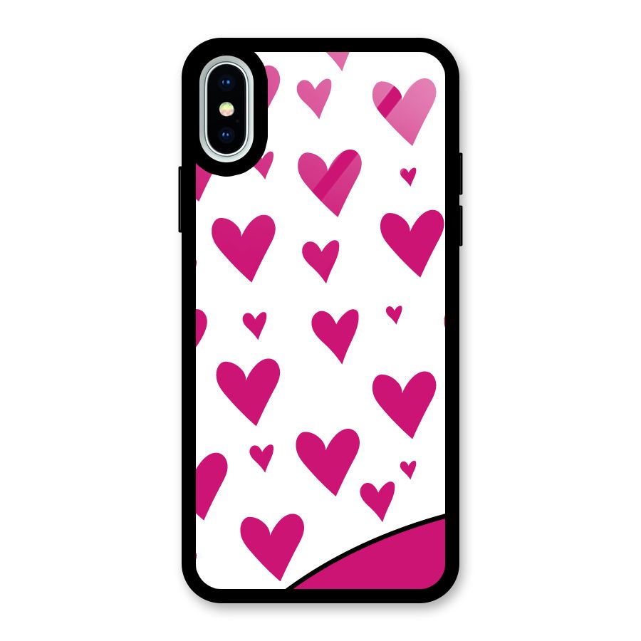 Romantic Couples with Hearts Glass Back Case for iPhone XS