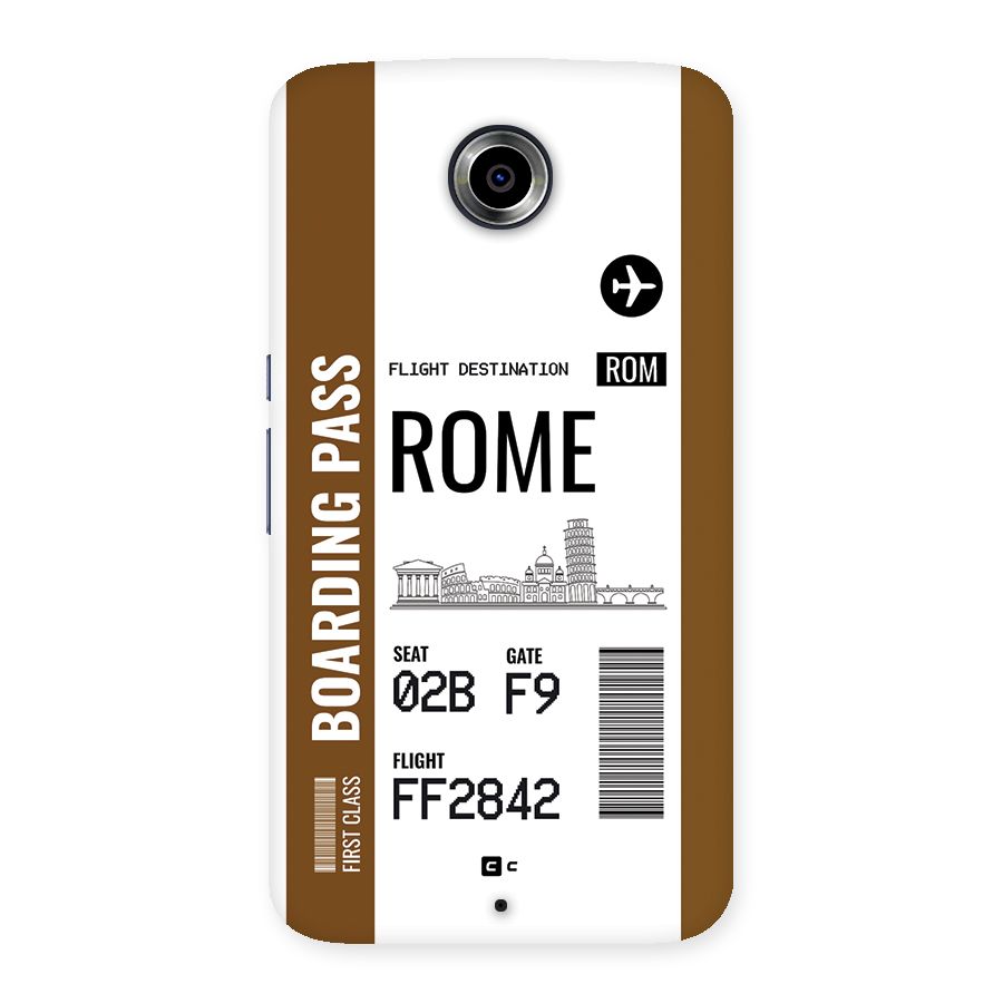 Rome Boarding Pass Back Case for Google Nexus 6