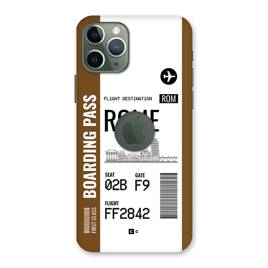 Rome Boarding Pass Back Case for iPhone 11 Pro Logo Cut