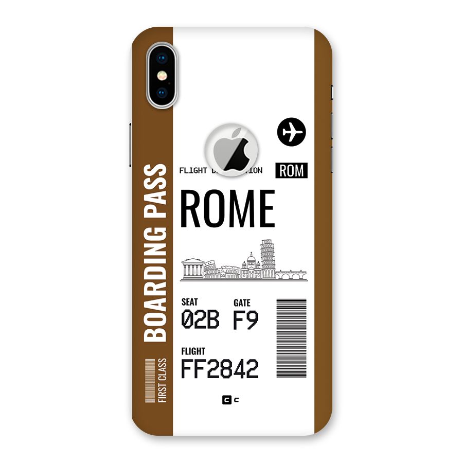 Rome Boarding Pass Back Case for iPhone X Logo Cut
