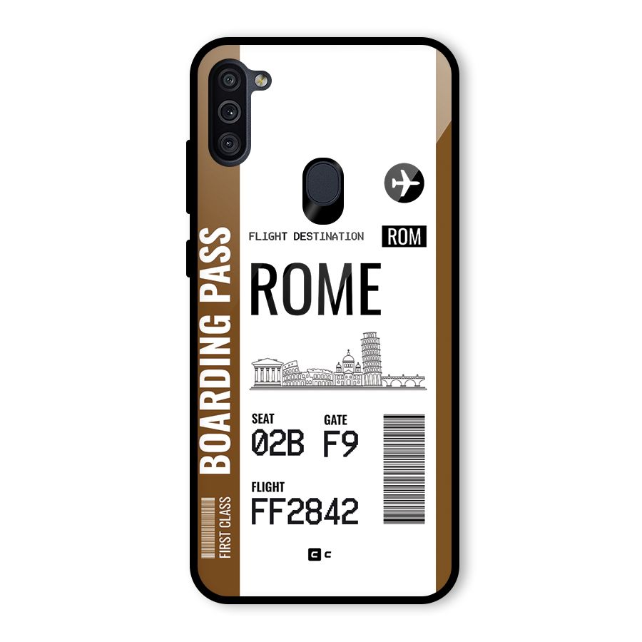 Rome Boarding Pass Glass Back Case for Galaxy M11