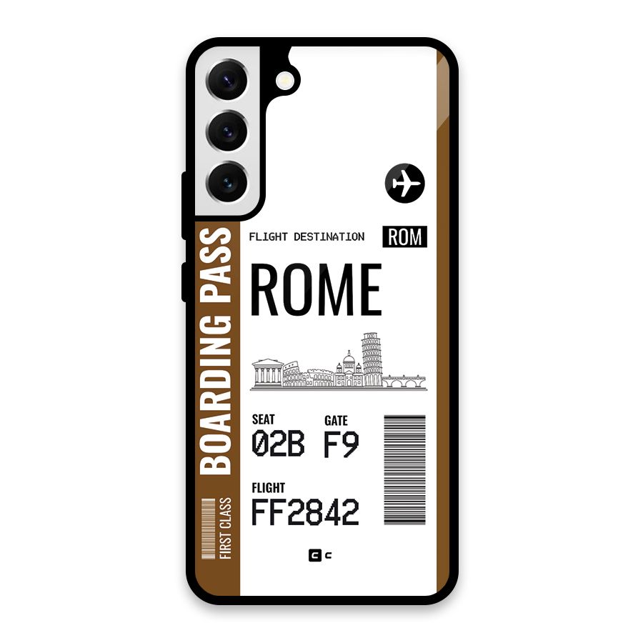 Rome Boarding Pass Glass Back Case for Galaxy S22 Plus 5G
