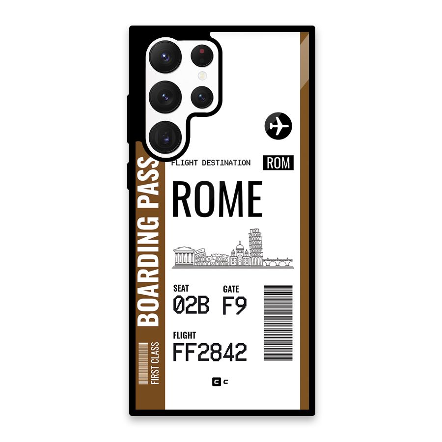 Rome Boarding Pass Glass Back Case for Galaxy S22 Ultra 5G