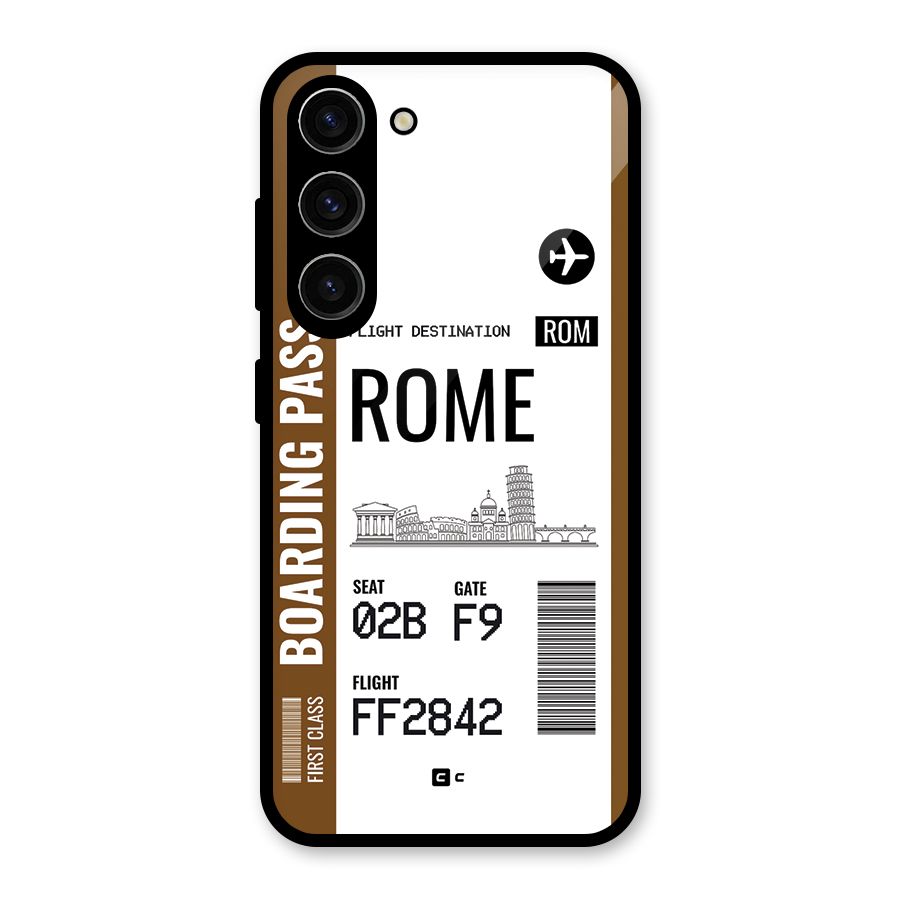 Rome Boarding Pass Glass Back Case for Galaxy S23