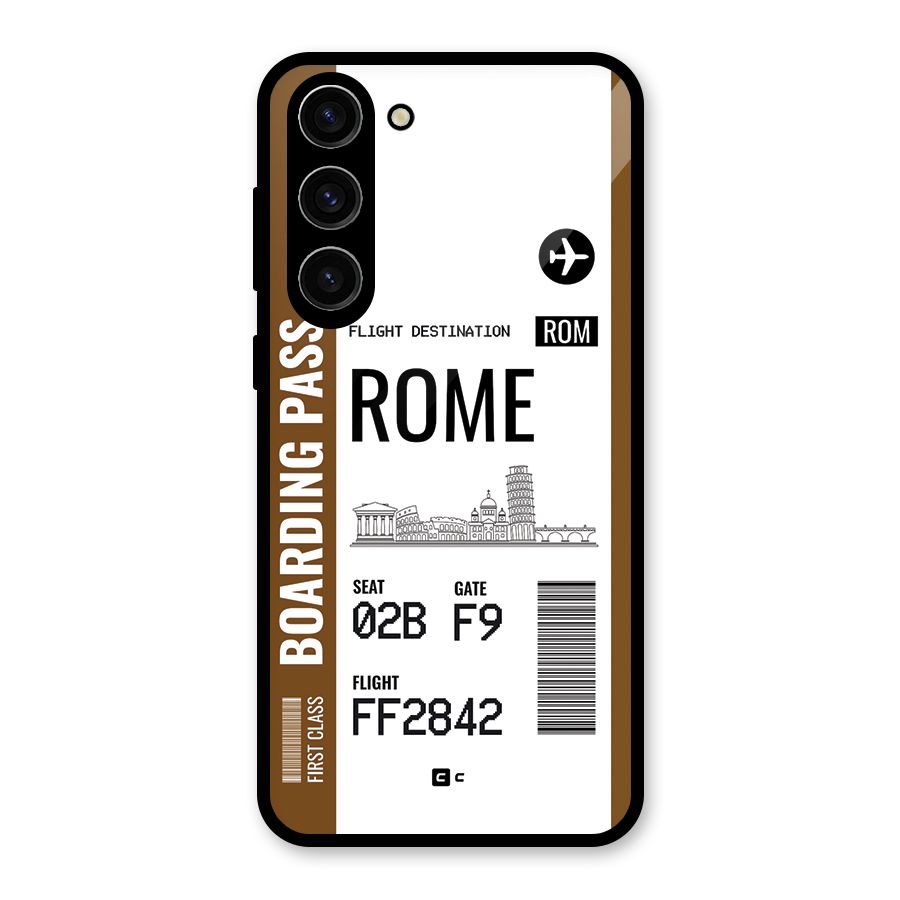 Rome Boarding Pass Glass Back Case for Galaxy S23 Plus