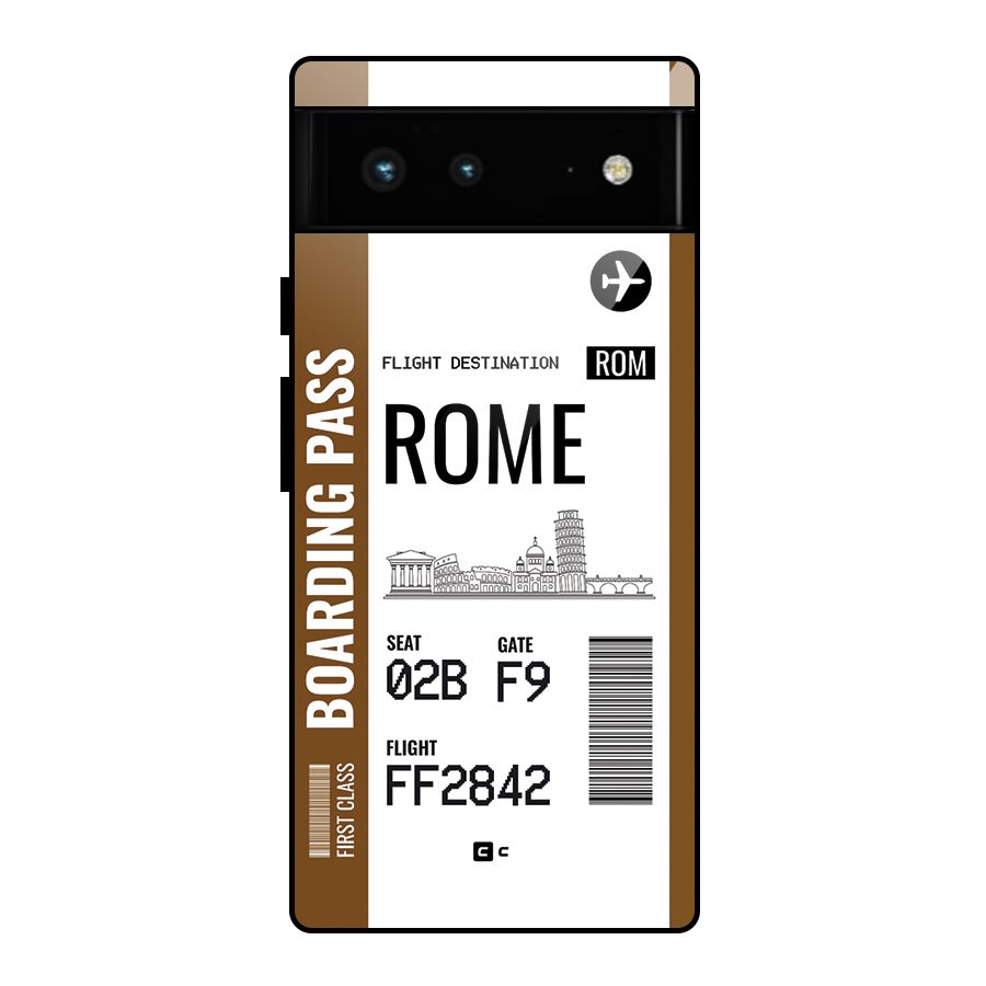 Rome Boarding Pass Glass Back Case for Google Pixel 6
