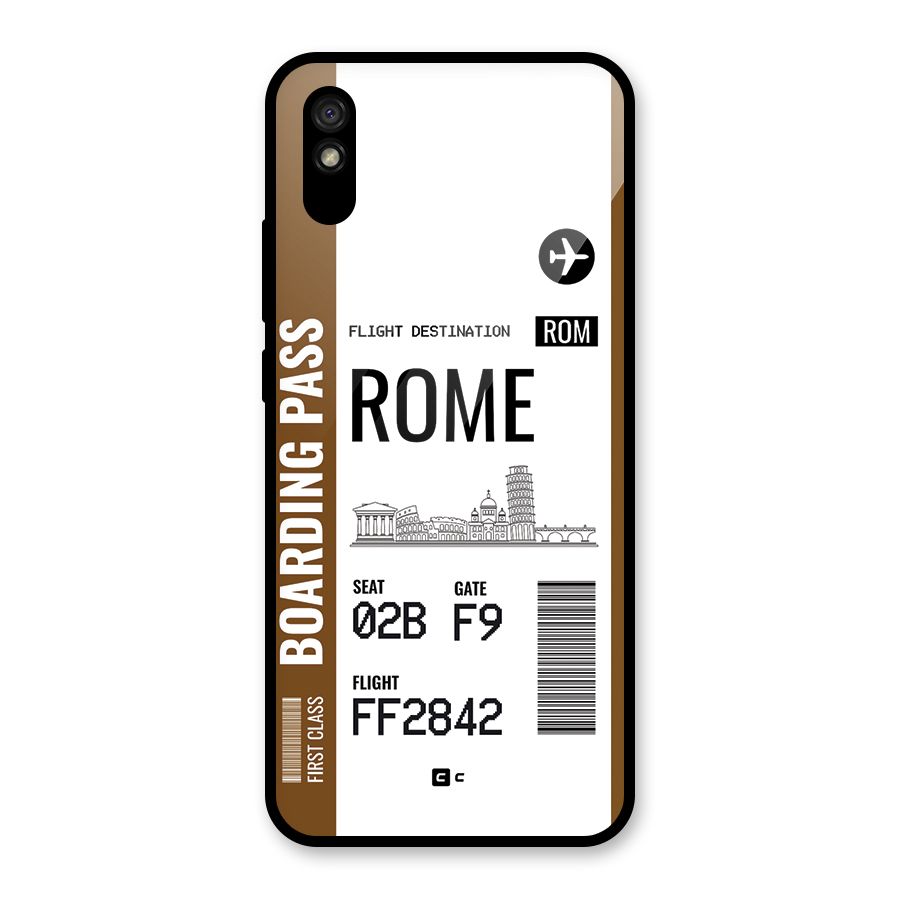 Rome Boarding Pass Glass Back Case for Redmi 9A