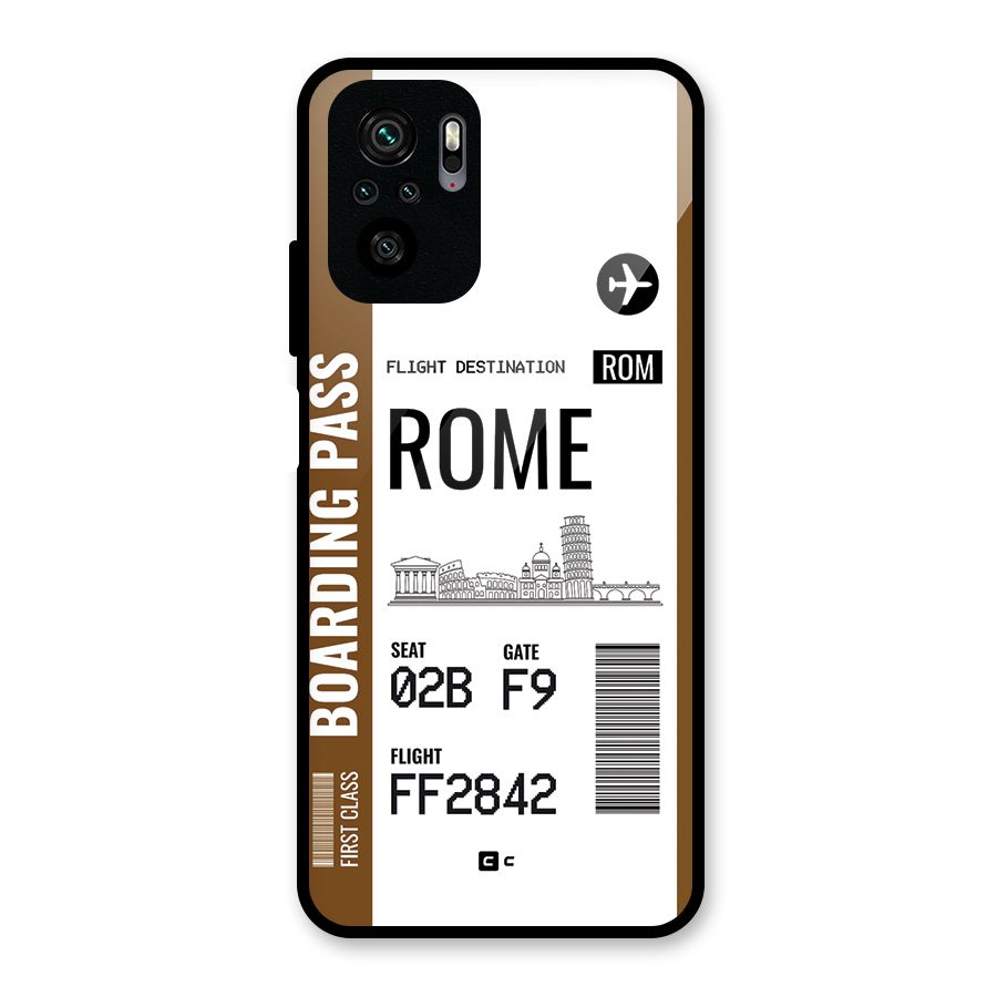 Rome Boarding Pass Glass Back Case for Redmi Note 10S