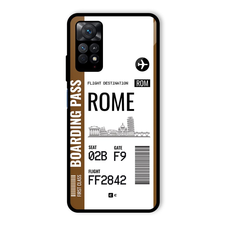 Rome Boarding Pass Glass Back Case for Redmi Note 11 Pro