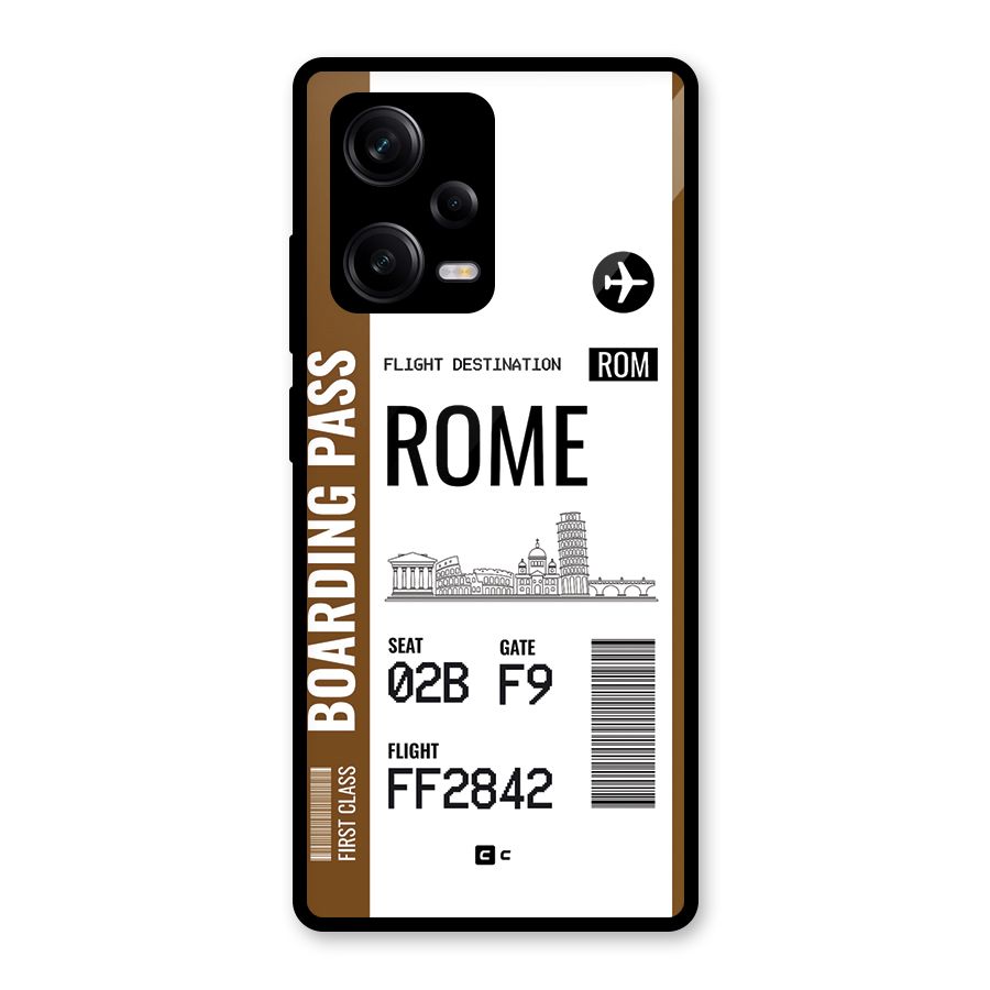 Rome Boarding Pass Glass Back Case for Redmi Note 12 Pro