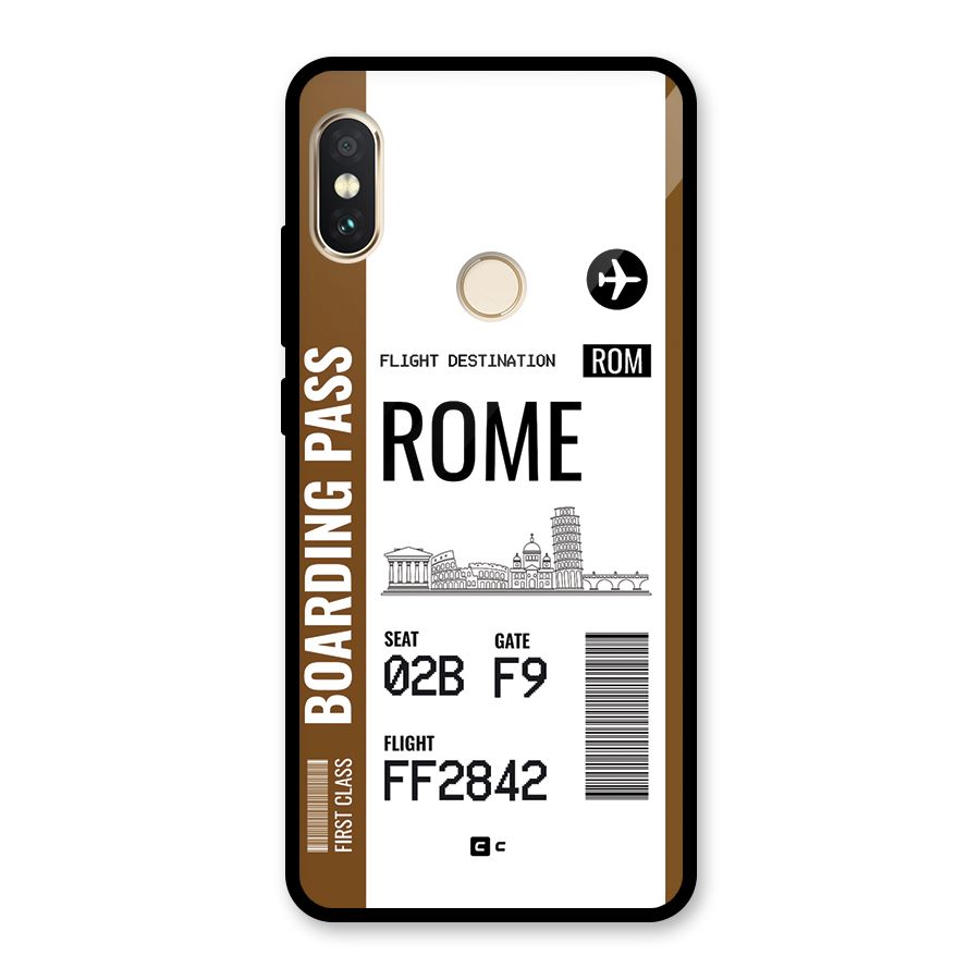 Rome Boarding Pass Glass Back Case for Redmi Note 5 Pro