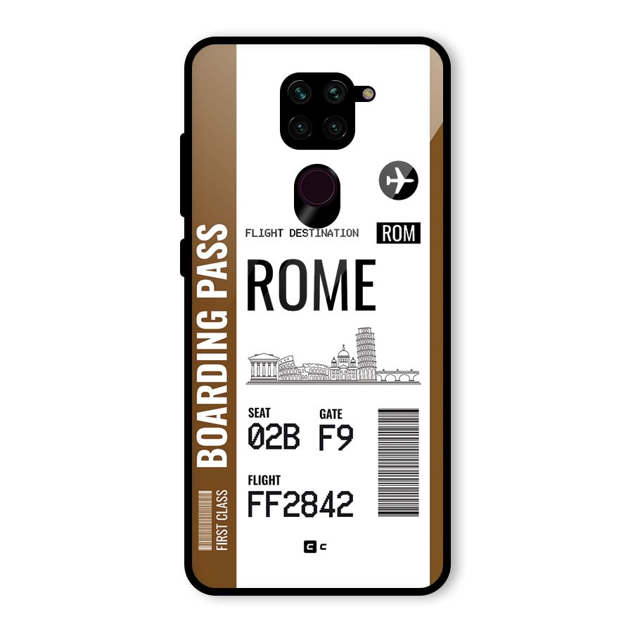 Rome Boarding Pass Glass Back Case for Redmi Note 9