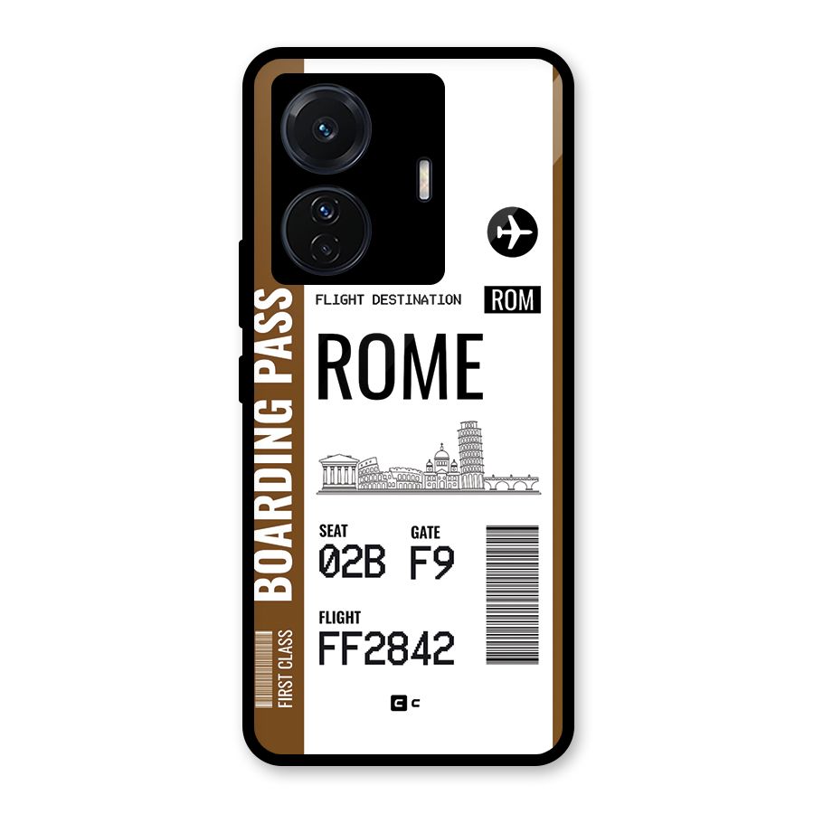 Rome Boarding Pass Glass Back Case for Vivo T1 Pro